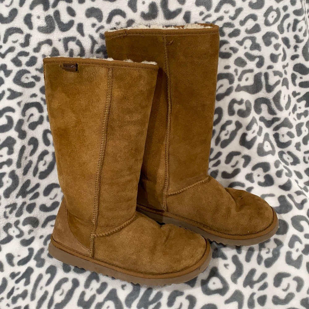 Genuine sheepskin sheep skin calf high boots warm size 7